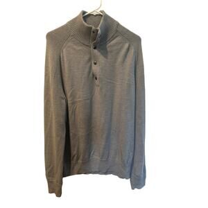 Men’s Banana Republic Merino Wool Quarter Snap Gray Sweater Size XL